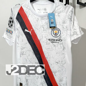 Man City แมนซิตี้ ชุดเยือน Away เกรดแฟนบอล ปี 2025/26 ( อาร์ม ยูฟ่าแชมป์เปี้ยนลีก+ชื่อนักเตะ+เบอร์ )