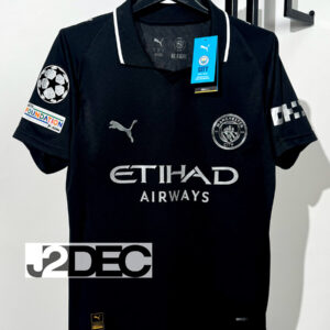 Man City แมนซิตี้ ชุดเยือน Away เกรดแฟนบอล ปี 2025/26 ( อาร์ม ยูฟ่าแชมป์เปี้ยนลีก+ชื่อนักเตะ+เบอร์ )