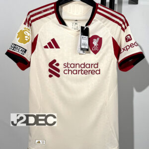 Liverpool ลิเวอร์พูล ชุดเยือน Away เกรดนักเตะ PLAYER ปี 2025/26 (อาร์ม พรีเมียร์ลีก + ชื่อนักเตะ + เบอร์)