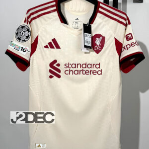 Liverpool ลิเวอร์พูล ชุดเยือน Away เกรดนักเตะ PLAYER ปี 2025/26 (อาร์ม ยูฟ่าแชมป์เปี้ยนลีก + ชื่อนักเตะ + เบอร์)