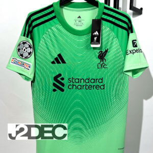 Liverpool ลิเวอร์พูล GK ชุดเหย้า Home เกรดแฟนบอล ปี 2025/26 ( อาร์ม ยูฟ่าแชมป์เปี้ยนลีก+ชื่อนักเตะ+เบอร์ )
