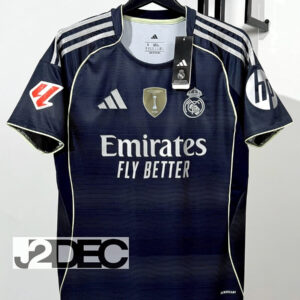 Real Madrid เรอัล มาดริด Away ชุดเยือน เกรดแฟนบอล ปี 2025/26 ( อาร์ม LALIGA+ชื่อนักเตะ+เบอร์+FIFA 2024 )