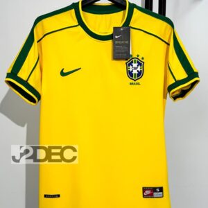 Brazil ทีมชาติบราซิล Home ชุดเหย้า RETRO ปี 1998 ( เสื้อเปล่า+ชื่อนักเตะ + เบอร์)