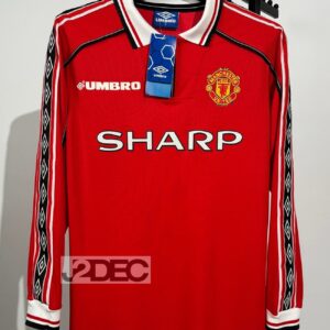 Man United แมนยู Home ชุดเหย้า แขนยาว RETRO ปี 1998/99 ( เสื้อเปล่า+อาร์ม พรีเมียร์ลีก)