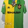 Man United แมนยู Away ชุดเยือน RETRO ปี 1992 คอเชือก ( ฟลูอาร์ม+ชื่อนักเตะ + เบอร์)