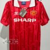 Man United แมนยู Home ชุดเหย้า RETRO ปี 1992 คอเชือก ( เสื้อเปล่า+ฟลูอาร์ม)