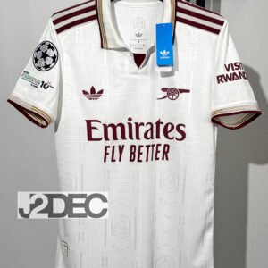 Arsenal อาร์เซน่อล ชุดสาม THIRD เกรดนักเตะ PLAYER ปี 2025/26 (อาร์ม UCL+ชื่อนักเตะ+เบอร์)