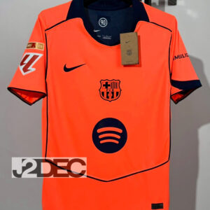 FC Barcelona บาร์เซโลน่า Third ชุดสาม เกรดแฟนบอล ปี 2025/26 ( อาร์ม LALIGA+ชื่อนักเตะ+เบอร์ )